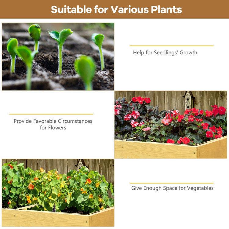 Raised Wooden Planter Vegetable Flower Bed with Liner Doba